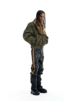 Striped Distressed Leather Motorcycle Pants 3