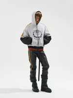 Striped Distressed Leather Motorcycle Pants 5