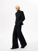 Striped Double-Breasted Stand-Collar Suit Jacket 4