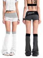 Striped Fold-Over Waist Shorts and Leggings 1