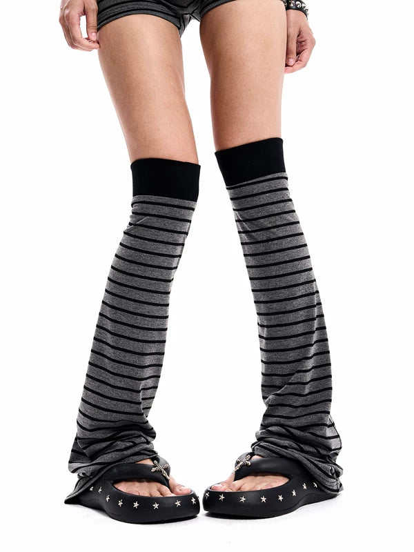 Striped Fold-Over Waist Shorts and Leggings 2