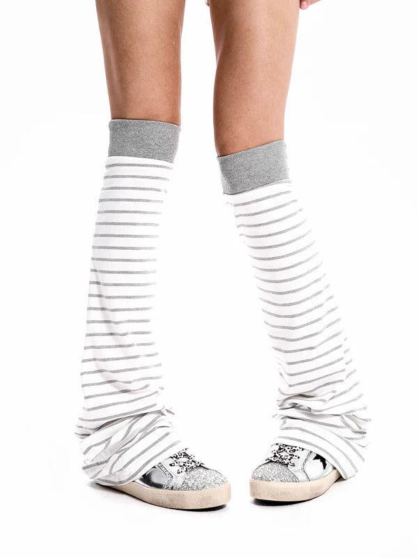 Striped Fold-Over Waist Shorts and Leggings 3