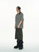 Striped Frayed Appliqué Polo T-Shirt 3