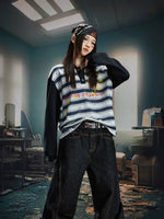 Striped Graphic Long Sleeve Polo Shirt 2