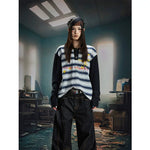 5882934649735,5882934649736,5882934649737, Striped Graphic Long Sleeve Polo Shirt