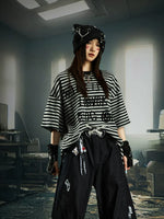 Striped Graphic Oversized Short Sleeve T-Shirt 1