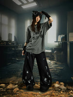 Striped Graphic Oversized Short Sleeve T-Shirt 4