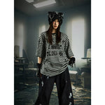 6002954794059,6002954794060,6002954794061,6002954794062, Striped Graphic Oversized Short Sleeve T-Shirt