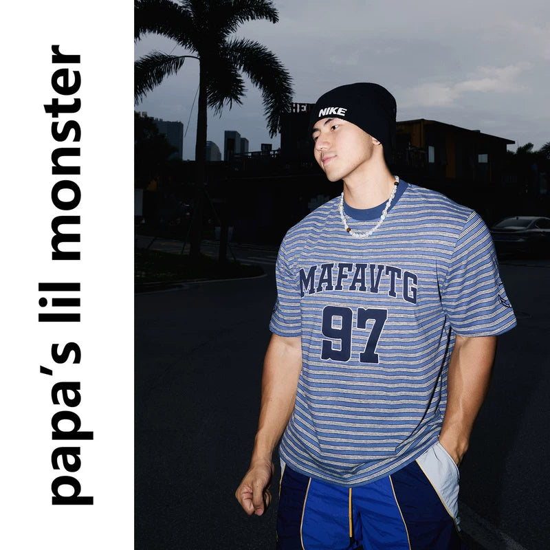 6105830217732,6105830217733,6105830217734, Striped Graphic Short-Sleeve Jersey T-Shirt