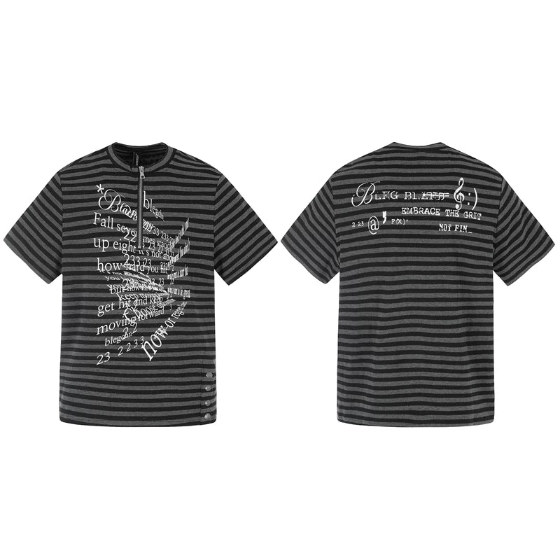 6254123047075,6254123047076,6254123047077, Striped Graphic Short-Sleeve T-Shirt