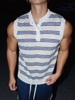Striped Henley Collar Knitted Vest 3
