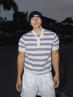 Striped Henley Collar T-Shirt 1