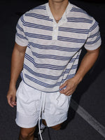 Striped Henley Collar T-Shirt 3