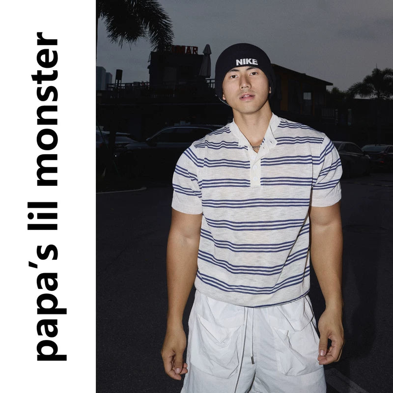 6231130854787,6231130854788,6231130854789, Striped Henley Collar T-Shirt