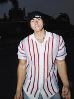 Striped Hollow-Out Knit Polo Shirt 2