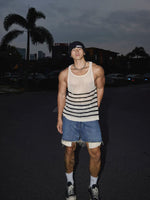 Striped Hollow-Out Mesh Sleeveless Vest 2