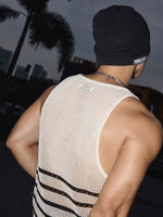 Striped Hollow-Out Mesh Sleeveless Vest 4