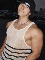 Striped Hollow-Out Mesh Sleeveless Vest 5