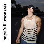 6231601555523,6231601555524,6231601555525, Striped Hollow-Out Mesh Sleeveless Vest