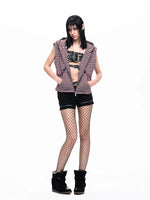 Striped Hooded Graphic Print Vest 5