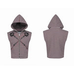 6227124055721,6227124055722,6227124055723,6227124055724, Striped Hooded Graphic Print Vest