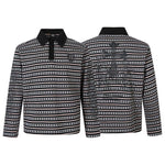 6197620387674,6197620387675,6197620387676,6197620387677, Striped Jacquard Long Sleeve Polo Shirt