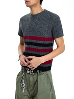Striped Knit Crew Neck Sweater 1