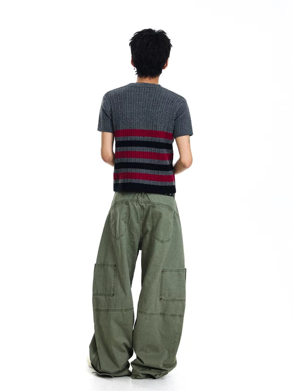 Striped Knit Crew Neck Sweater 5