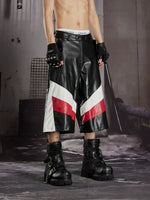Striped Leather Racing Style Capri Pants 3