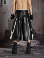 Striped Leather Racing Style Capri Pants 4