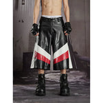 6263873850855,6263873850856,6263873850857,6263873850858, Striped Leather Racing Style Capri Pants
