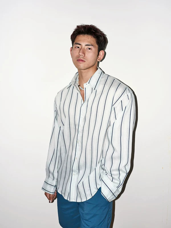 Striped Long-Sleeve Button-Down Shirt 3