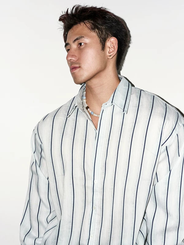 Striped Long-Sleeve Button-Down Shirt 5