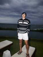 Striped Long Sleeve Henley Knit Sweater 2