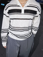 Striped Long Sleeve Henley Knit Sweater 3