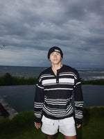 Striped Long Sleeve Henley Knit Sweater 4