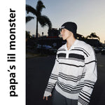 6033288217563,6033288217564,6033288217565, Striped Long Sleeve Henley Knit Sweater