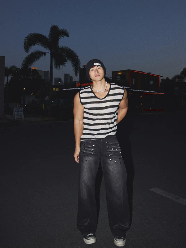 Striped Loose Fit Sleeveless Vest 2