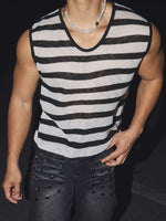 Striped Loose Fit Sleeveless Vest 3