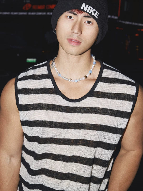 Striped Loose Fit Sleeveless Vest 5