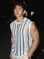 Striped Loose Knit Sleeveless Sweater Vest 1