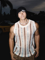 6272455342508,6272455342509,6272455342510, Striped Loose Knit Sleeveless Sweater Vest
