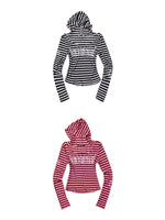 Striped Off-Shoulder Long-Sleeve Letter Print Top 5