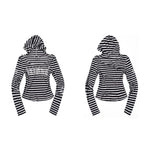 6266357330022,6266357330023,6266357330024, Striped Off-Shoulder Long-Sleeve Letter Print Top