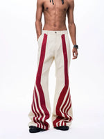 Striped Patchwork Flare Jeans 2