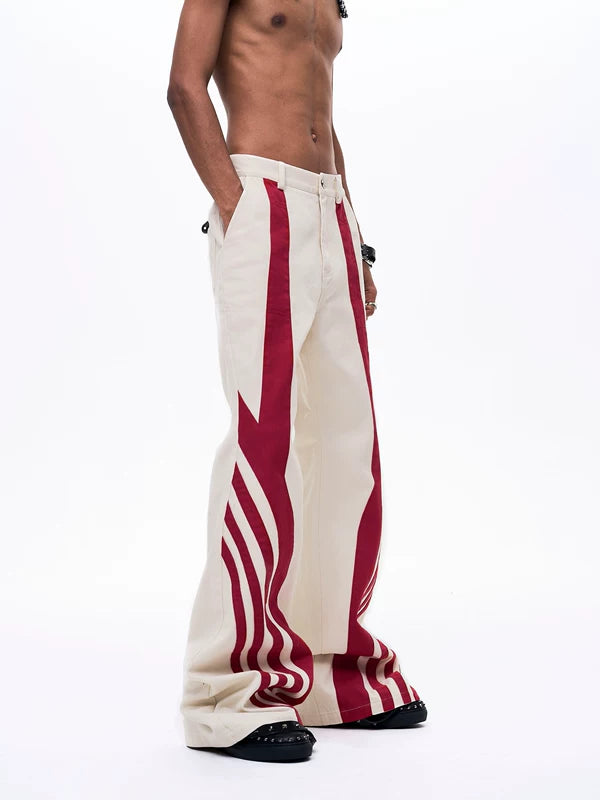 Striped Patchwork Flare Jeans 3
