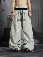Striped Pleated Loose Casual Pants 1