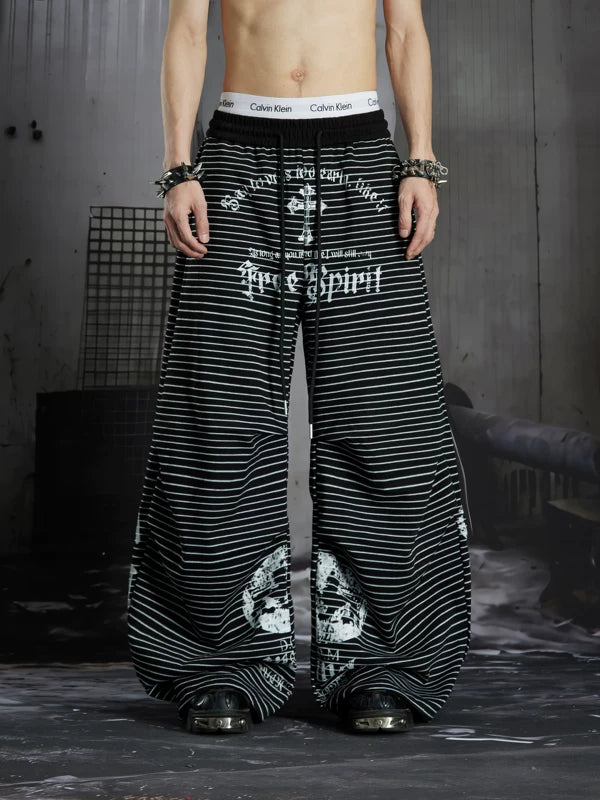 Striped Pleated Loose Casual Pants 2