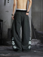 Striped Pleated Loose Casual Pants 3