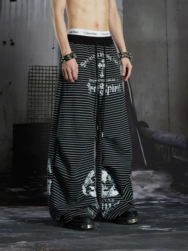 Striped Pleated Loose Casual Pants 4